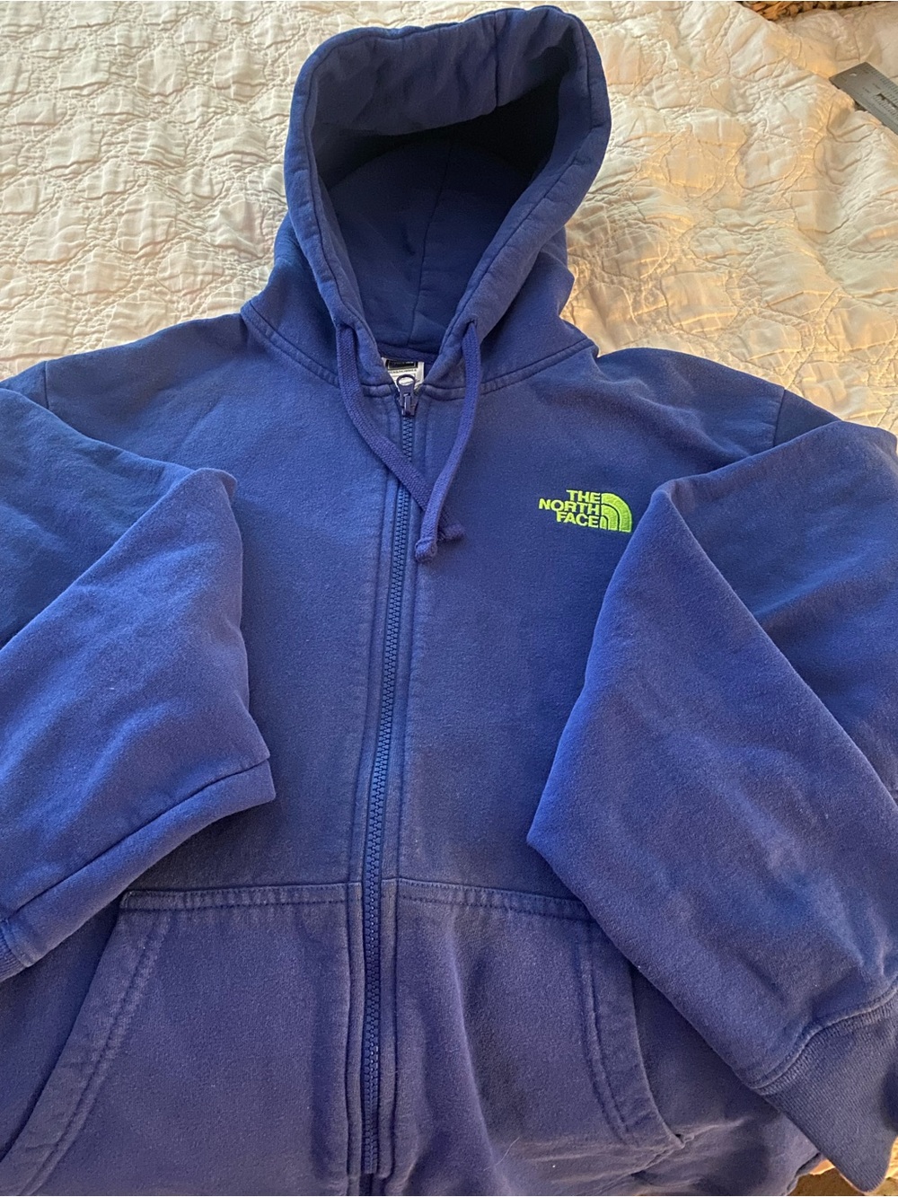 The North Face Men's Royal Blue Full-Zip Hooded Cotton Sweatshirt Jacket L